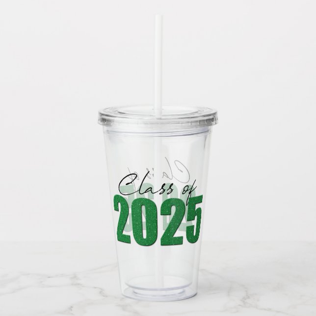 Verre En Acrylique Classe de Parties scintillant verte de 2025 (Devant)