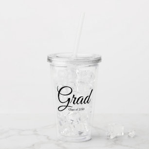 Verre En Acrylique Classe Grad de 2023 noir script personnalisé texte