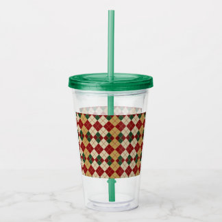 Verre En Acrylique Classique, motif argyllé de Noël/hiver