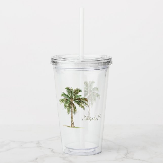 Verre En Acrylique Coastal Palm Tree Personalized (Devant)