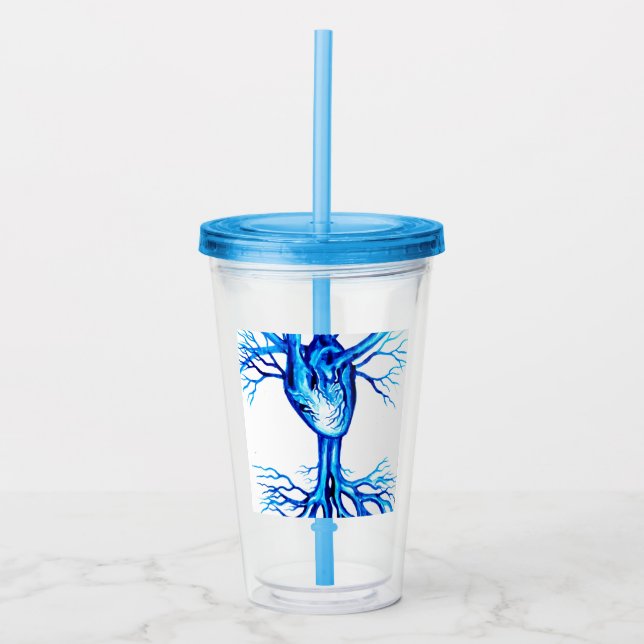 Verre En Acrylique Coeur bleu (Devant)