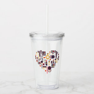Verre En Acrylique Coeur de Comestics
