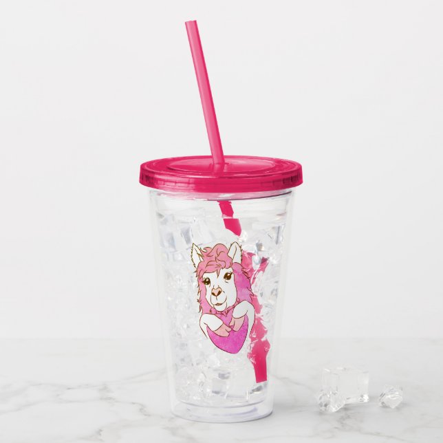 Verre En Acrylique Coeur de lama rose (Devant glace)