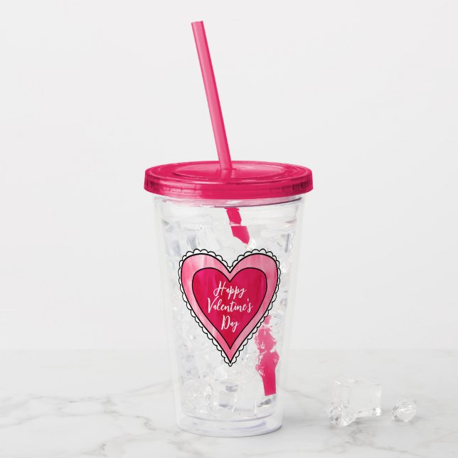 Verre En Acrylique Coeur Heureuse Sainte-Valentin moderne (Devant glace)