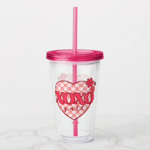 Verre En Acrylique Coeur rose Xoxo Hugs et baisers