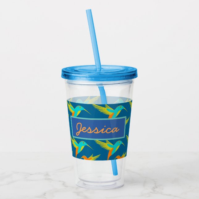 Verre En Acrylique Colibris exotiques élégants personnalisés (Gauche)