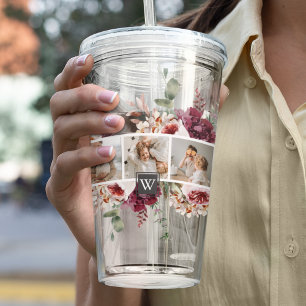 Verre En Acrylique Collage tendance Famille Photo Fleurs colorées Cad