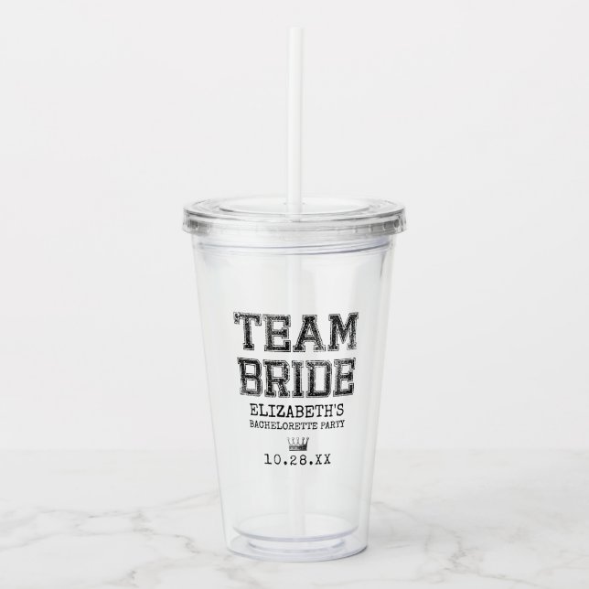 Verre En Acrylique Collegiate Team Bride Bachelorette Party (Devant)