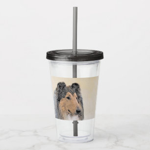 Verre En Acrylique Collie (Rough) Peinture - Cute Original Chien Art