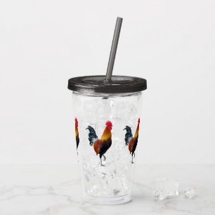 Verre En Acrylique Colorful Strutt Roosters Tumblers Acryliques