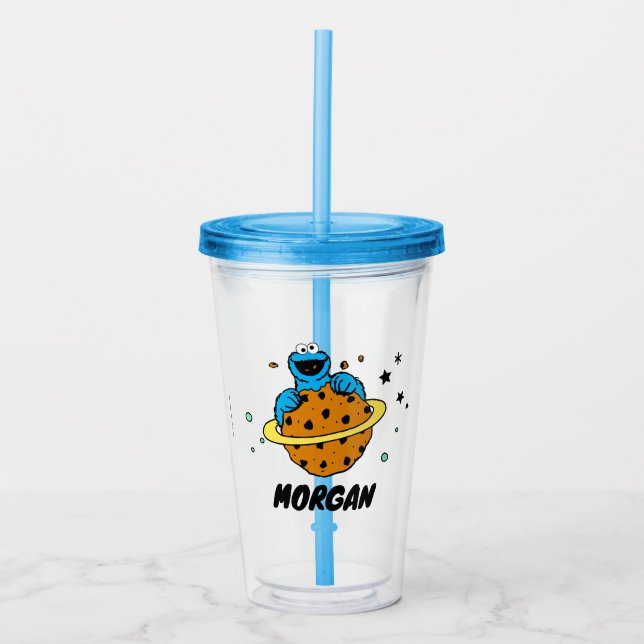 Verre En Acrylique Cookie Monster | Hors de ce monde | Ajouter un nom (Devant)