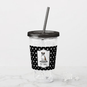 Verre En Acrylique Cool Pit Bull et lunettes de soleil (lt brindle bl