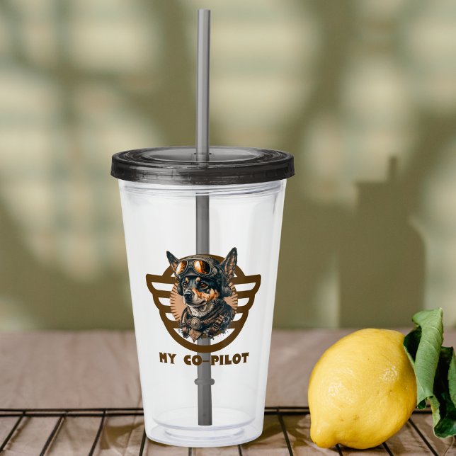 Verre En Acrylique Copilote de chien mignon, animal de compagnie Cool (Créateur téléchargé)