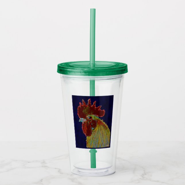 Verre En Acrylique Coq : tête libre (Devant)