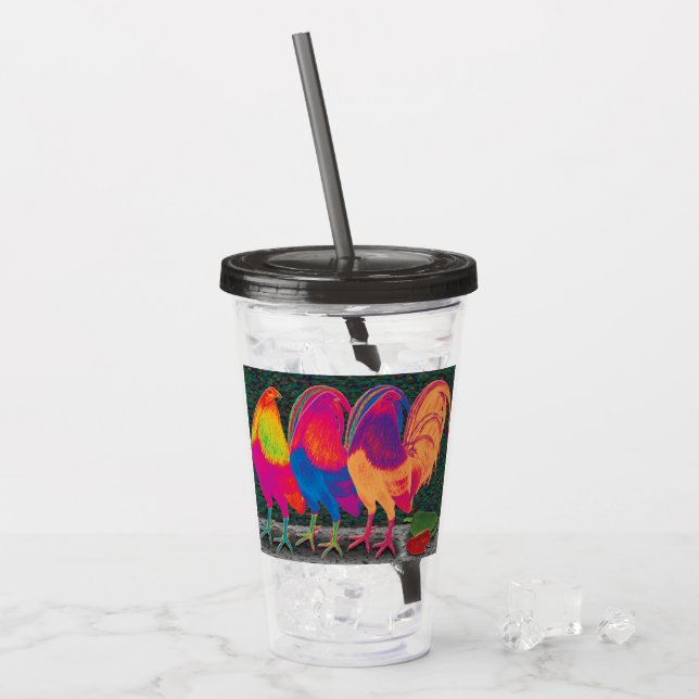 Verre En Acrylique Coqs de Cantina (Devant glace)