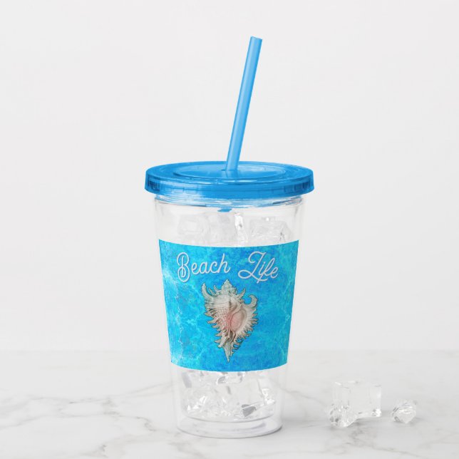 Verre En Acrylique Coquille de Conque "Vie de Plage" (Dos glace)