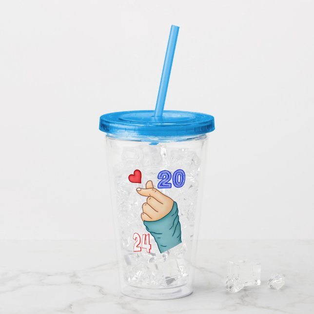 Verre En Acrylique Coréen Coeur 2024 (Dos glace)