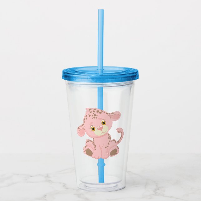 Verre En Acrylique Coupe du léopard rose pour enfants (Devant)