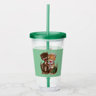 Verre En Acrylique Couple de chats amusant avec des chats en Panier v