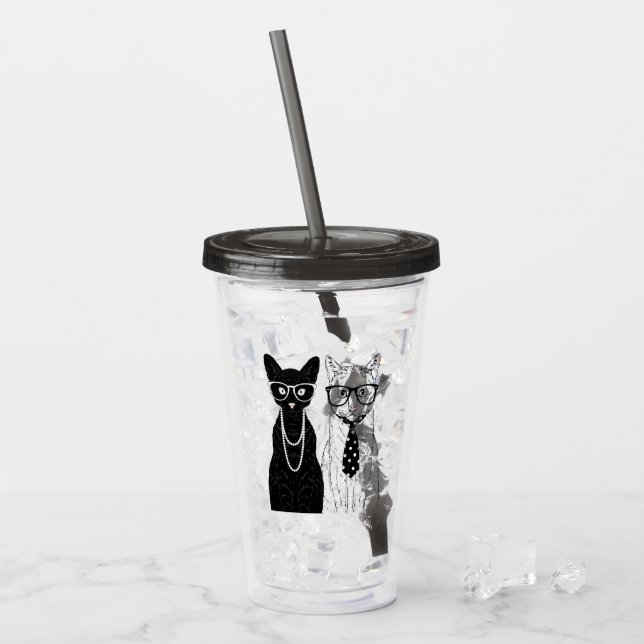 Verre En Acrylique Couples de chat (Devant glace)