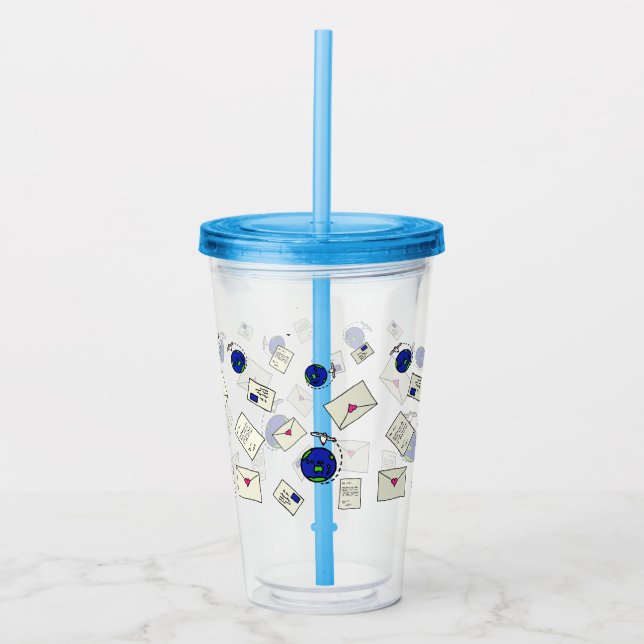 Verre En Acrylique Courrier autour du monde (Devant)