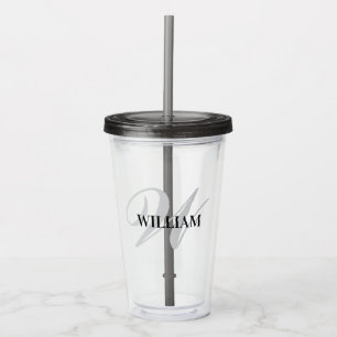 Verre En Acrylique Créer votre nom de monogramme personnalisé Noir