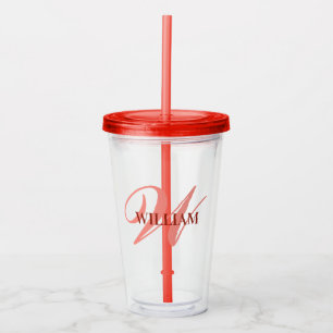 Verre En Acrylique Créer votre nom de monogramme personnalisé Noir