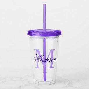 Verre En Acrylique Créez votre nom de monogramme personnalisé Purple