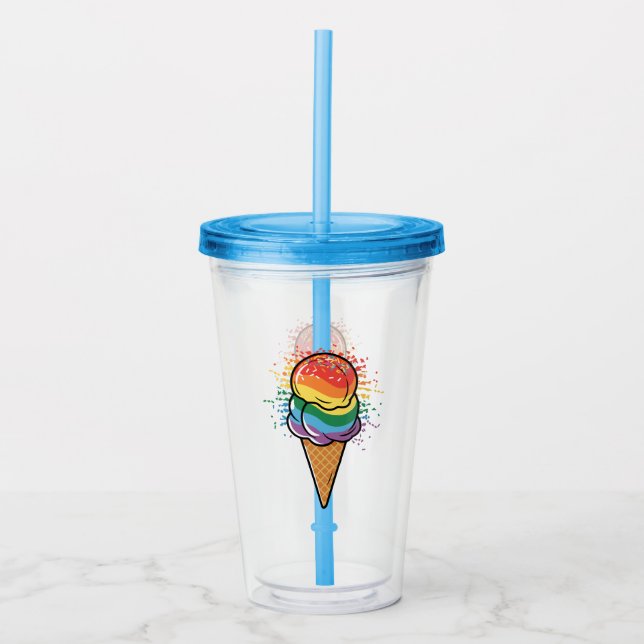 Verre En Acrylique Crème glacée Rainbow LGBTQ+ Pride (Devant)