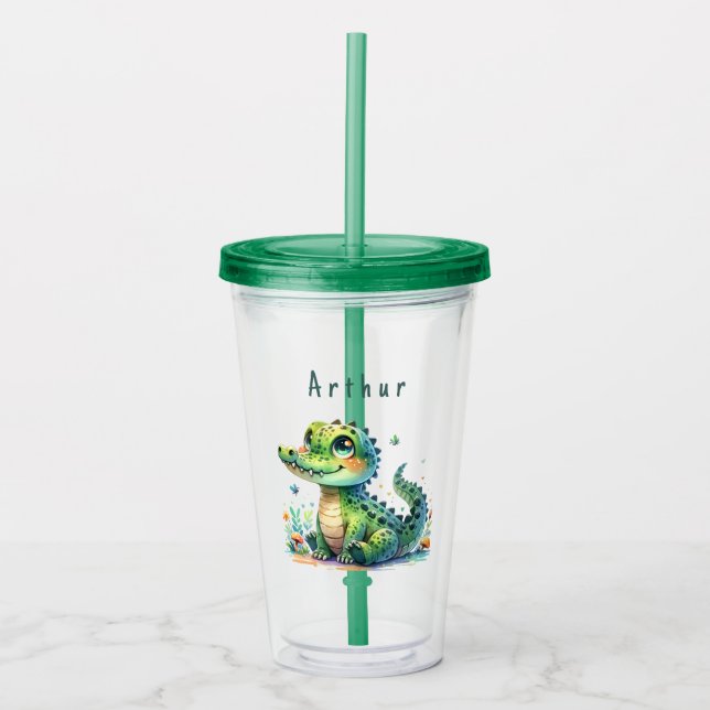 Verre En Acrylique Cuddly Croc Time - Personalized Kids' Tumbler (Devant)