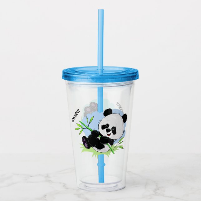 Verre En Acrylique Culbuteurs nommés faits sur commande de pandas (Devant)