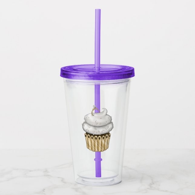 Verre En Acrylique Cupcake Fiançailles doux (Devant)