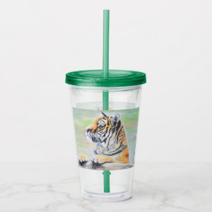 Verre En Acrylique Curieux tableau de tigre