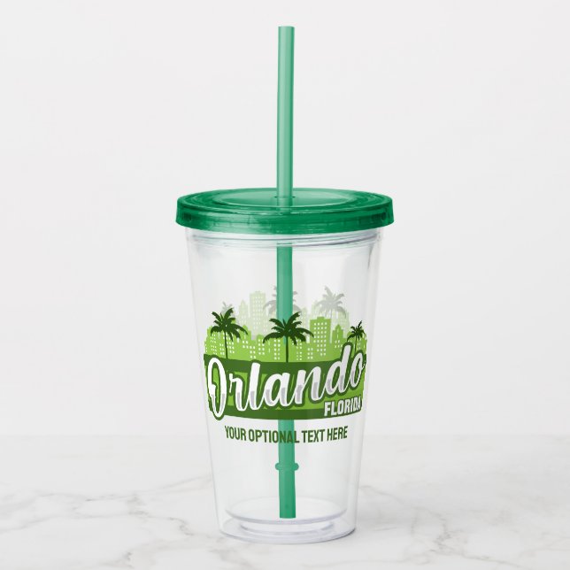 Verre En Acrylique Custom Text Orlando Florida (Devant)