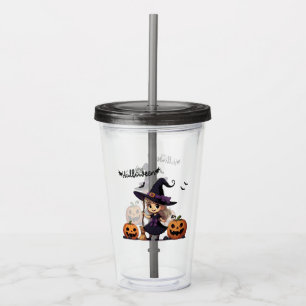 Verre En Acrylique Cute, anime sorcière Halloween