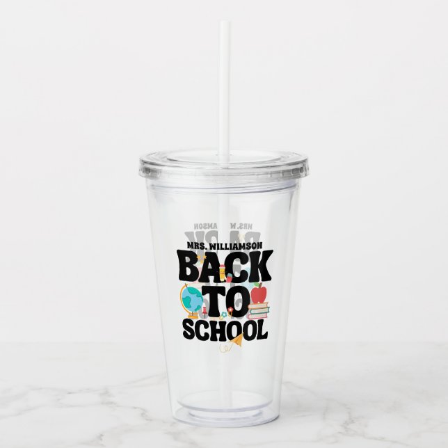 Verre En Acrylique Cute Back To School Teacher (Devant)
