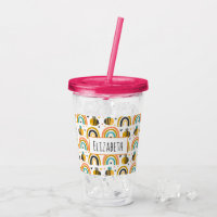 Cute Bumble Bee et Rainbows Motif
