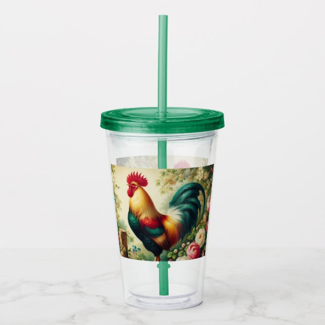 Verre En Acrylique Cute coq rustique/vintage (Devant)