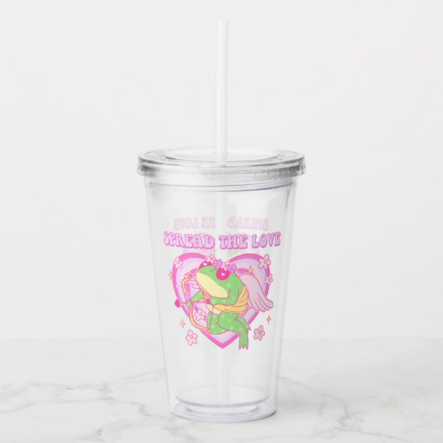 Verre En Acrylique Cute Cupid Frog - Étaler l'amour (Devant)