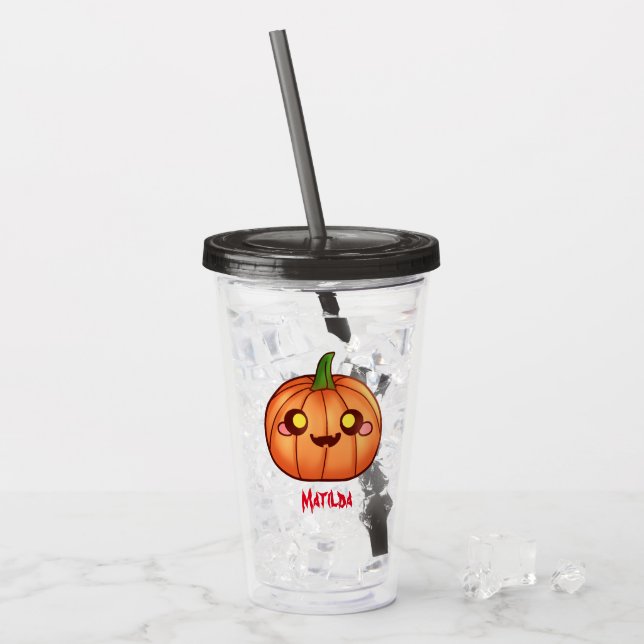Verre En Acrylique Cute Halloween Jack-o'-lantern (Devant glace)