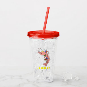 Verre En Acrylique Cute happy shrimp, dessin animé de crevettes