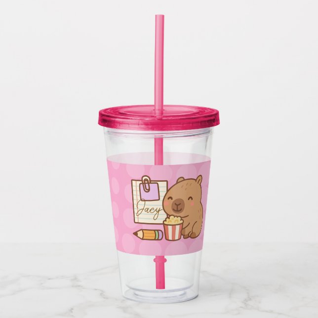 Verre En Acrylique Cute Kids Capybara Popcorn Snack Time (Devant)