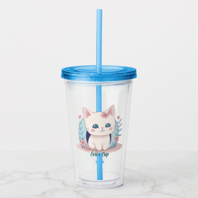 Verre En Acrylique Cute Kitty Kawaii Chibi (Devant)