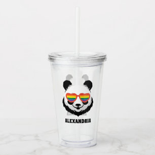 Verre En Acrylique Cute Ours Panda Arc en ciel LGBTQ
