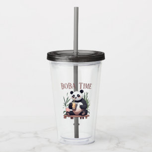 Verre En Acrylique Cute Panda boire du thé à bulle, du boba tea