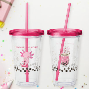 Verre En Acrylique Cute Pink Axolotl Boba Tea