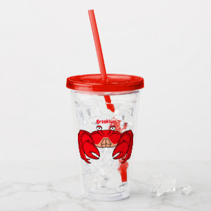 Verre En Acrylique Cute red crab cartoon