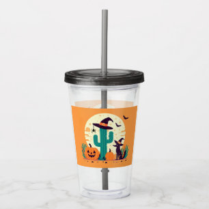Verre En Acrylique Cute, sud-ouest du désert d'Halloween/cactus