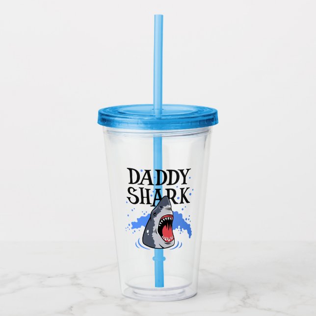 Verre En Acrylique Daddy Shark - Grand Blanc (Devant)