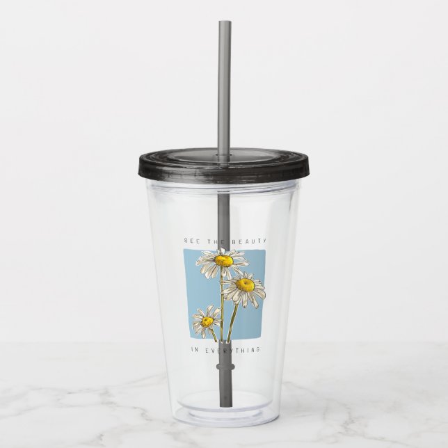 Verre En Acrylique Daisy Flowers Beauté Slogan (Devant)